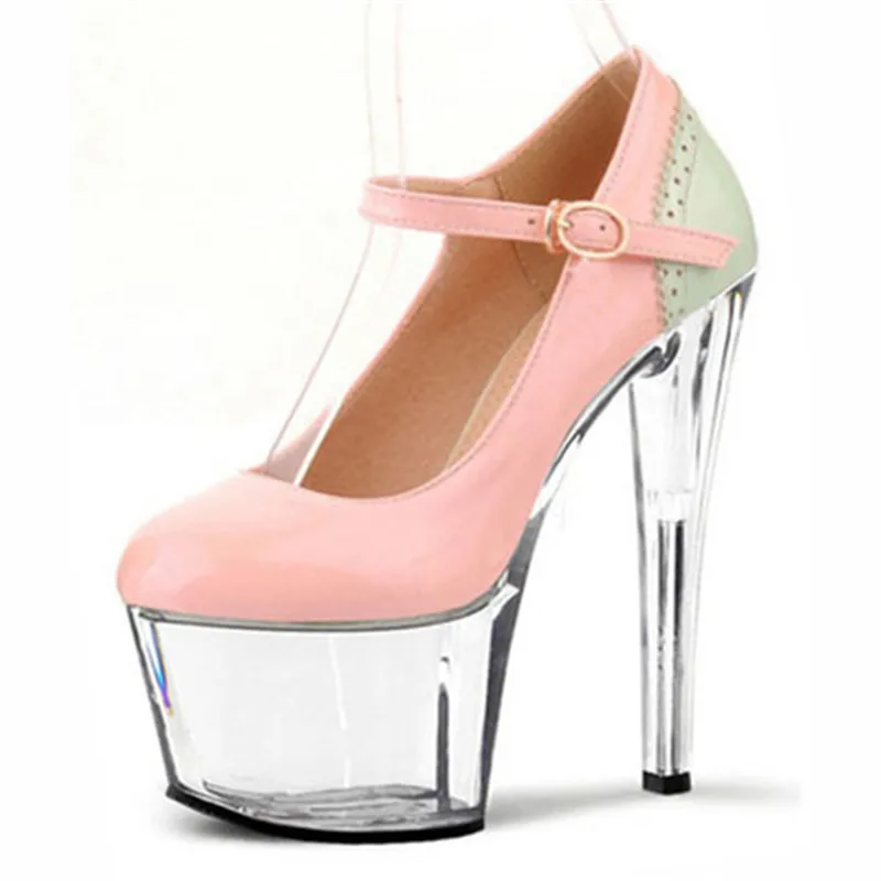 

Women fall new fashion transparent soles, heels, sexy big size round head 15-17 cm Dance Shoes