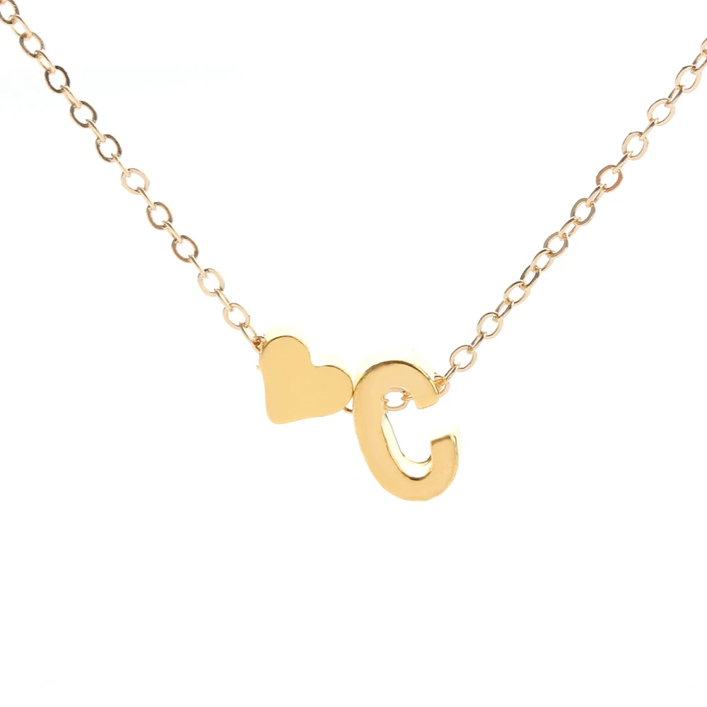 1 PC New Arrival 26 Letters & Heart shaped Pendant Charm Necklace