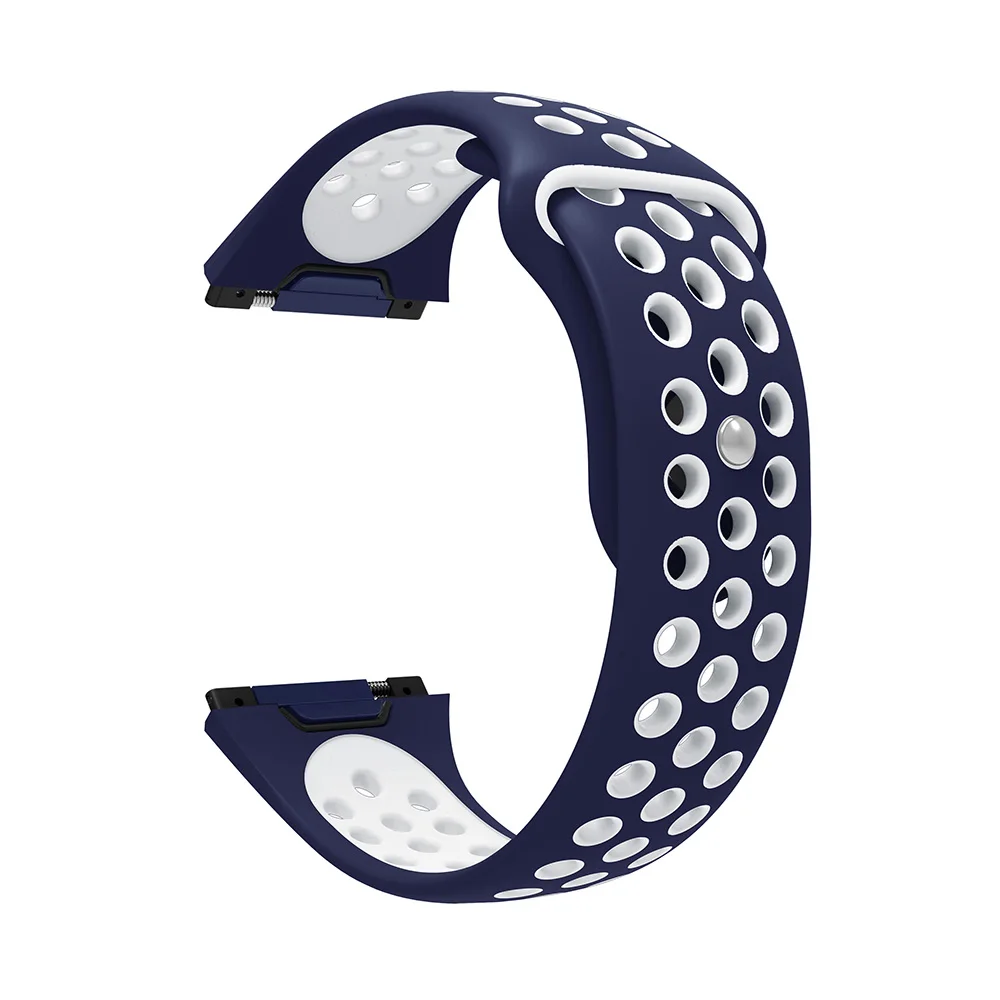 Легкие вентилируемые силиконовые спортивные часы Браслет для Fitbit Ionic Смарт часы Регулируемый сменный Браслет аксессуар - Цвет: Midnight blue white