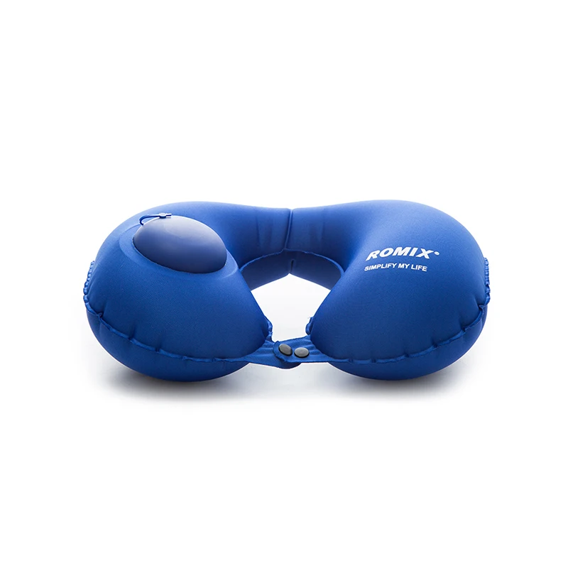 Портативная u-образная дорожная надувная подушка Автомобильная голова надувная подушка для отдыха для путешествий офисная ворсовая голова надувная подушка для отдыха подушка для шеи - Цвет: Royal blue