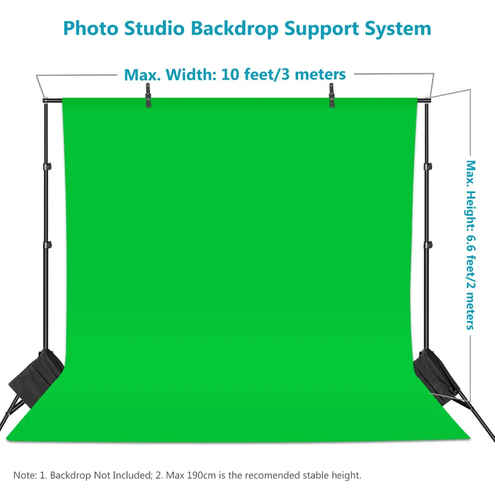  Neewer Photo Studio Adjustable 3m Wide Cross Bar 2m Tall Background Stand Backdrop Support System w
