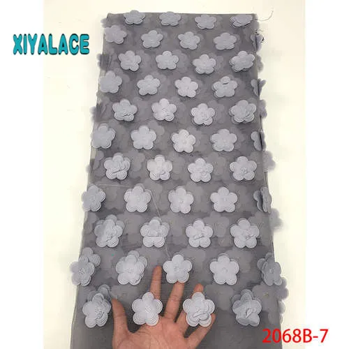 Нигерийская кружевная ткань высокого качества африканский 3D чистый кружевной материал для свадьбы французский кружевной тюлевый материал для платья YA2068B-1 - Цвет: 2068B-7