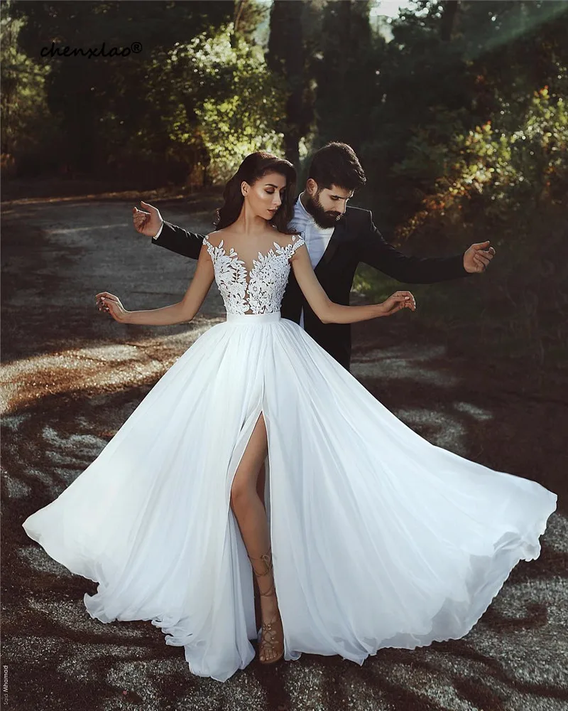 white summer wedding dress short