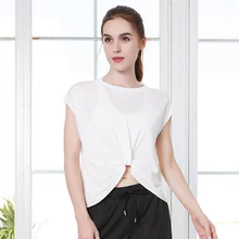 Женская спортивная футболка с коротким рукавом, сексуальный открытый пупок, рубашки для йоги, быстросохнущие топы для фитнеса