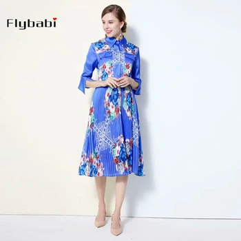 high quality Draped dress Flower print Three Quarter sleeve Turn-down Collar Sashes Mid-Calf Pleated Autumn summer new dress
high quality Draped dress Flower print Three Quarter sleeve Turn-down Collar Sashes Mid-Calf Pleated Autumn summer new dress