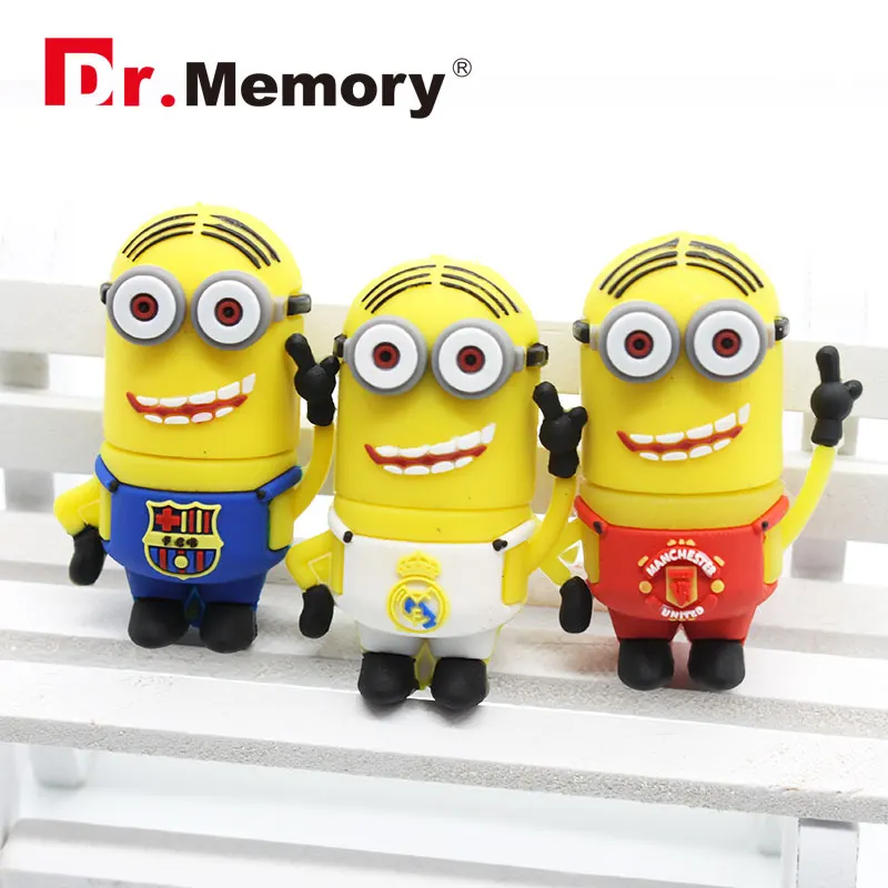 Dr. Memory милый USB флеш-накопитель желтый Миньоны с рубашкой Флешка USB флешка силиконовая вилка 4 ГБ 8 ГБ 16 ГБ 32 ГБ 64 ГБ флэш-диск