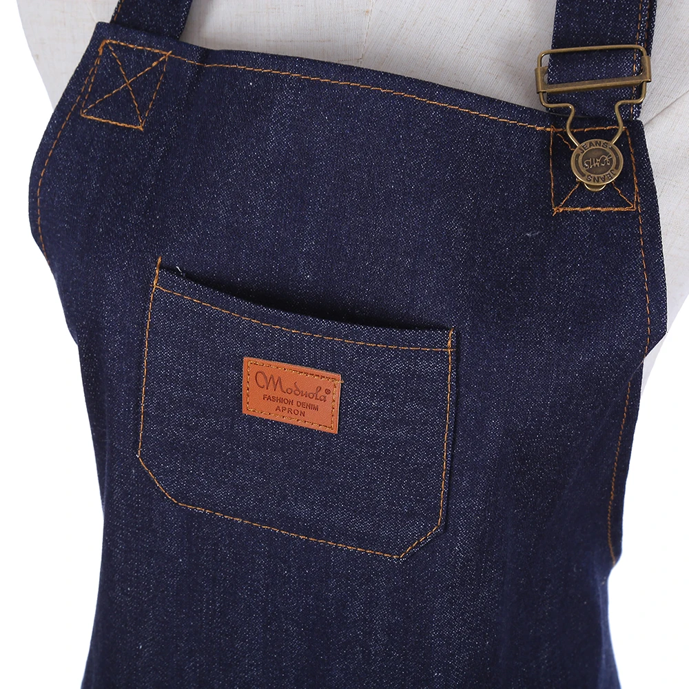 new kitchen Restaurant work Denim Apron Antifouling Cowboy Chef Cooking Kitchen Apron For Woman Men Cafe Shop BBQ Hairdresser