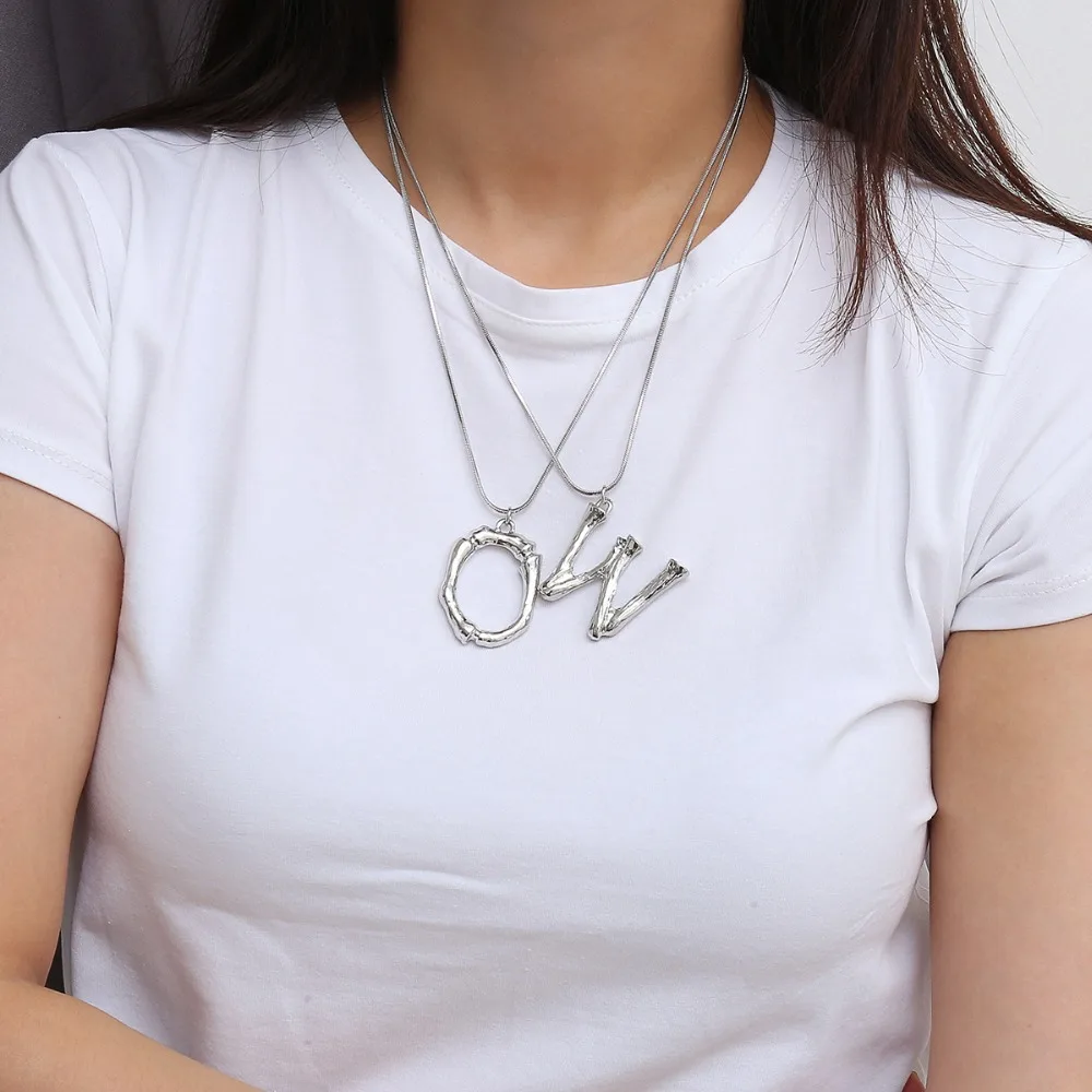 JShine, серебряное ожерелье с подвеской в виде алфавита лавы 26 цветов, комбинация, ожерелье с большими буквами, женское ювелирное изделие, A-Z