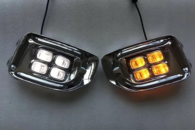 

RQXR LED driving light For Kia Sportage R kx5 2017-2018 daytime running lights + blue night lamp + yellow turn signal, 2pcs
