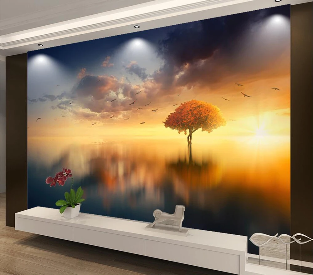 Пользовательские обои Redwood sunrise background wall|Тканевые и текстильные обои| |