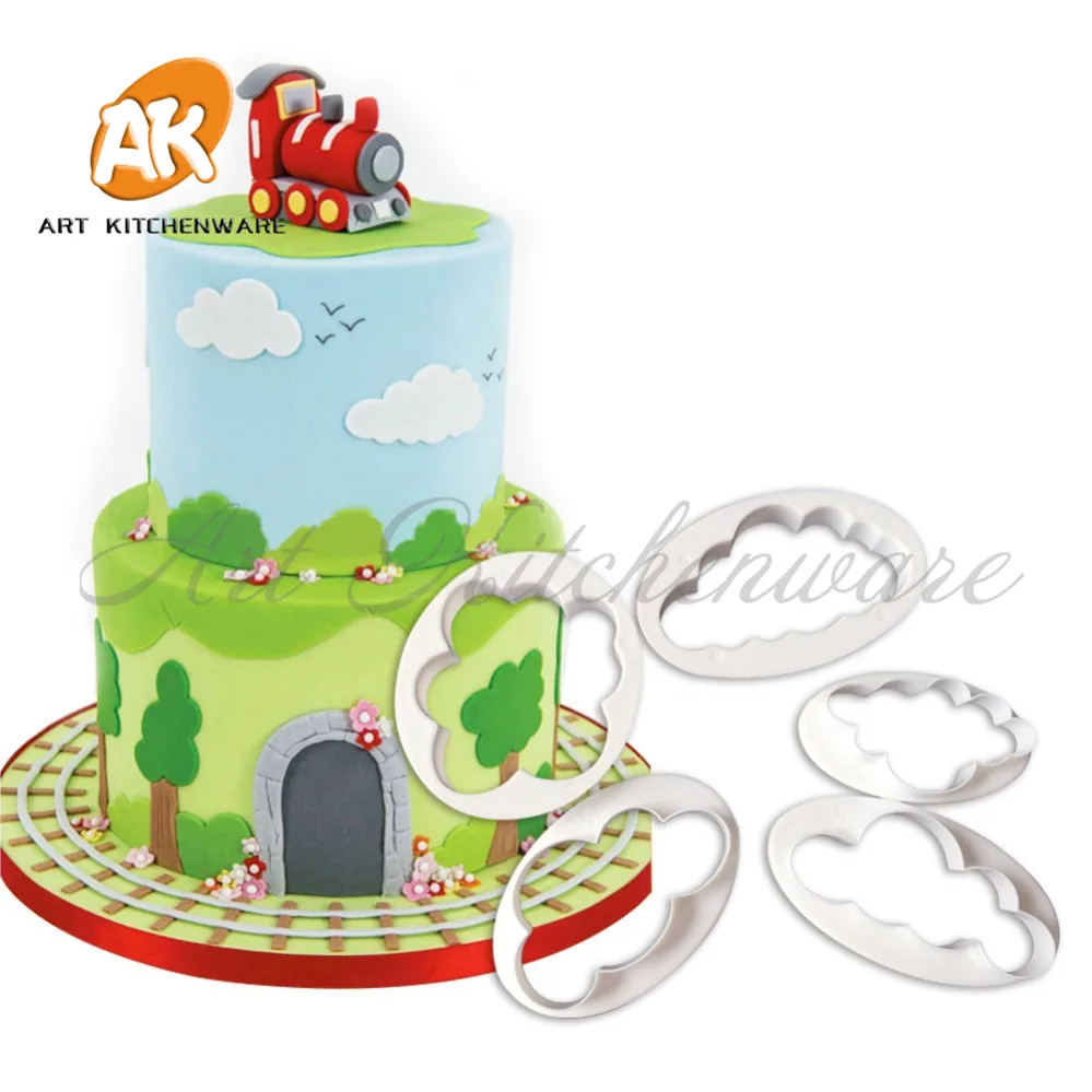 

5pcs/Set cloud Fondant Cake Decorating Fondant Gumpaste Marzipan Cutters Sugar Craft Plunger Cutter Flower Mold NO.206