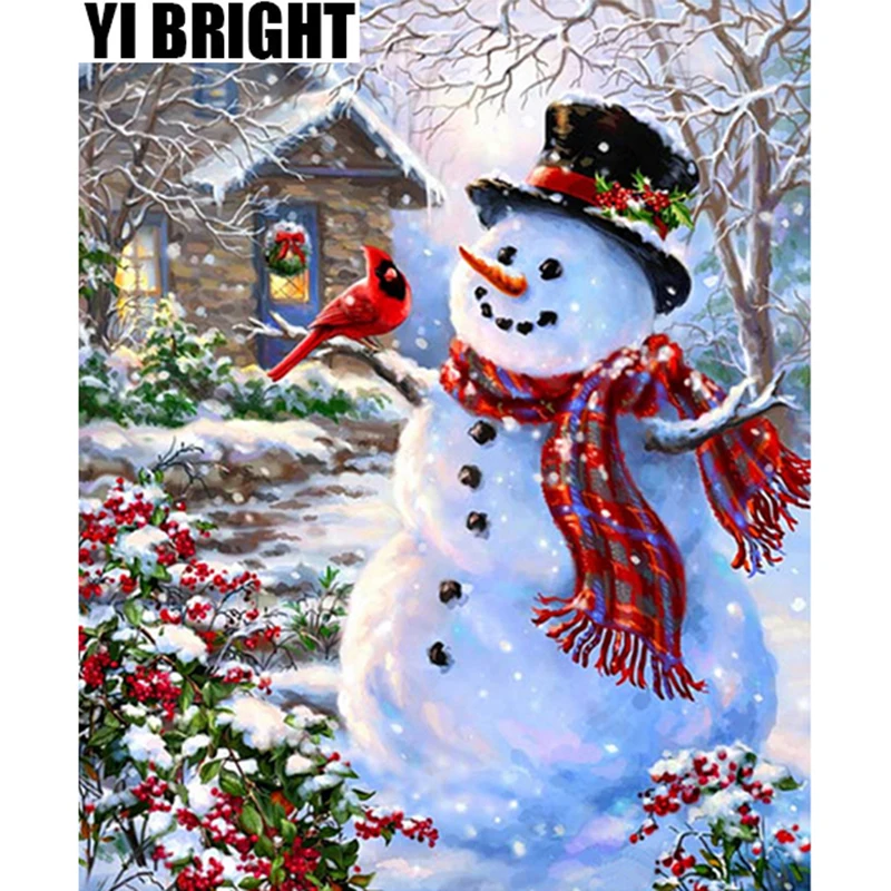 

New Diamond Mosaic Cross Stitch Kits "Christmas Snowman & Bird" Diamond Embroidery Diamond Painting Full Drill Home Decor GT