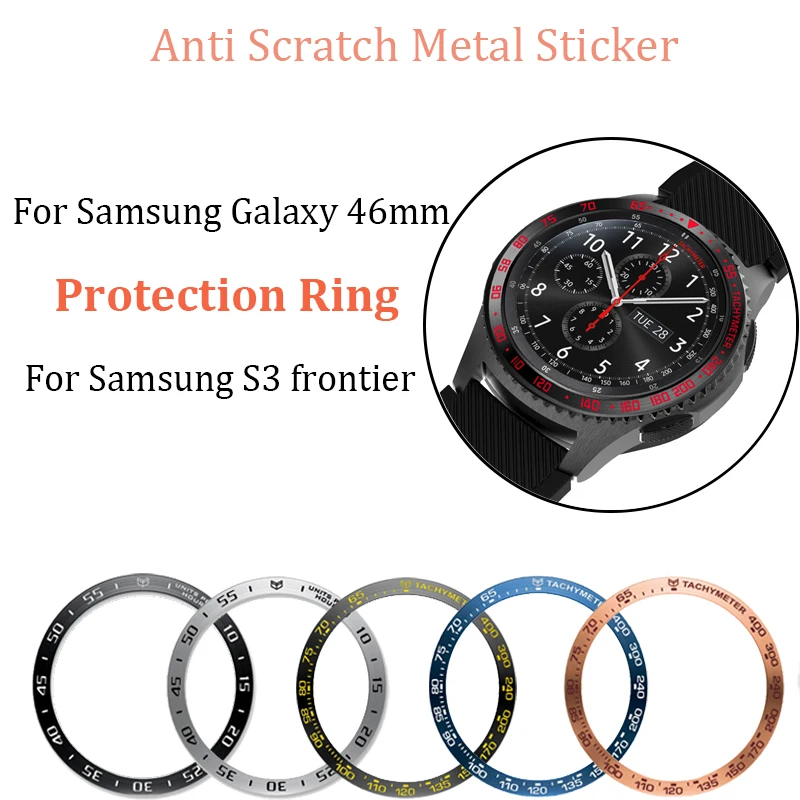 

For Samsung Gear S3 Frontier/galaxy watch 46mm Anti Scratch Metal Sticker Protection Ring Watch Dial Bezel Ring Adhesive Cover