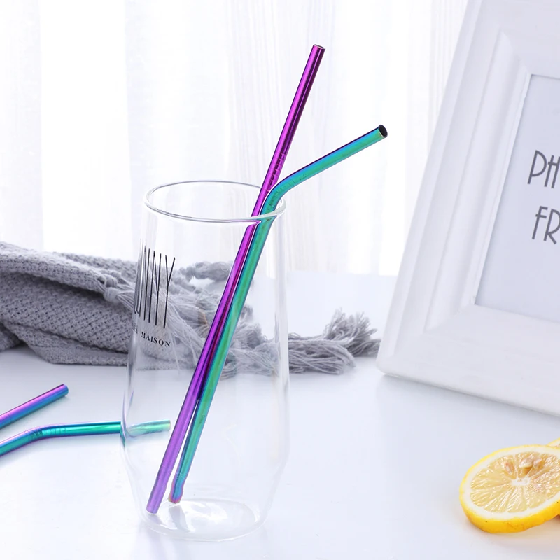 

25set Stainless Steel Stirring UtensilsDrinking Straws Reusable Coffee Drinking Straws Tool Colorful Home Party Bar Accessories