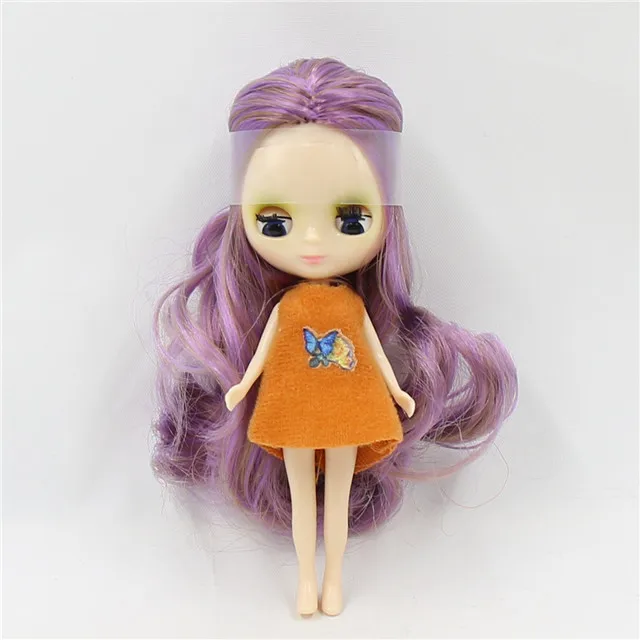 Фабрика blyth мини кукла 10 см BJD нормальная кукла тела длинные волосы, случайное платье в подарок - Цвет: A