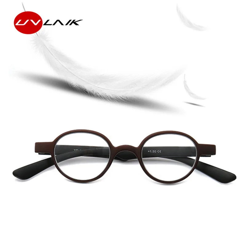 UVLAIK маленькие круглые очки для чтения, мужские ультралегкие линзы для женщин, очки для чтения при дальнозоркости, диоптрий 1,0 1,5 2,0 2,5 3,0 3,5