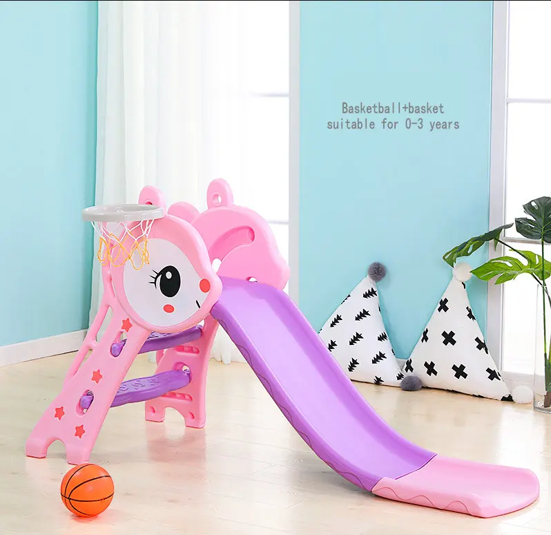 Детские горки для дома, детские домашние игрушки для дня рождения с расширением, удлинением, утолщением и складыванием небольшой горки - Цвет: pink-1
