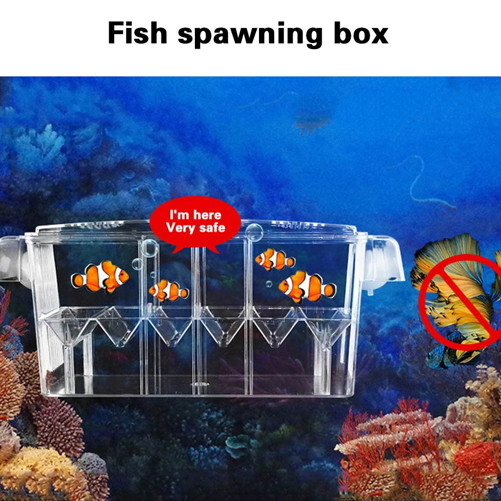 

4 Rooms High Clear Fish Breeding Box Acrylic Aquarium Breeder Box Double Guppies Hatching Incubator Isolation