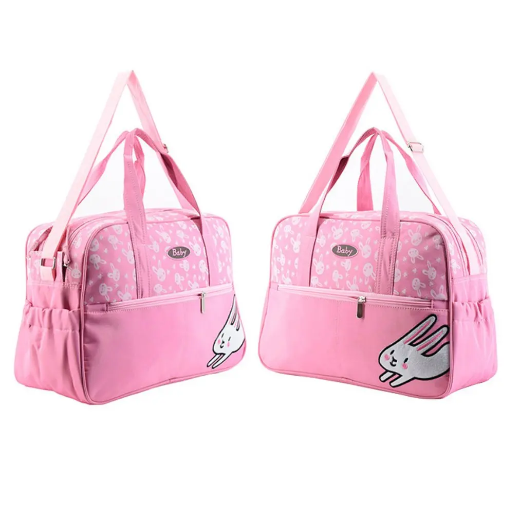 Новинка, сумки для мам, мультяшный кролик, сумка для мам и малышей, большая вместительность, сумка для мам, массовая вместительность, Расслоенный, темно-розовый