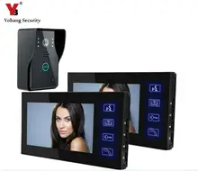 YobangSecurity 7 Inch Color Touch Button Video Door Phone Doorbell Intercom Entry System Kit 2-Monitor 1-Camera Night Vision