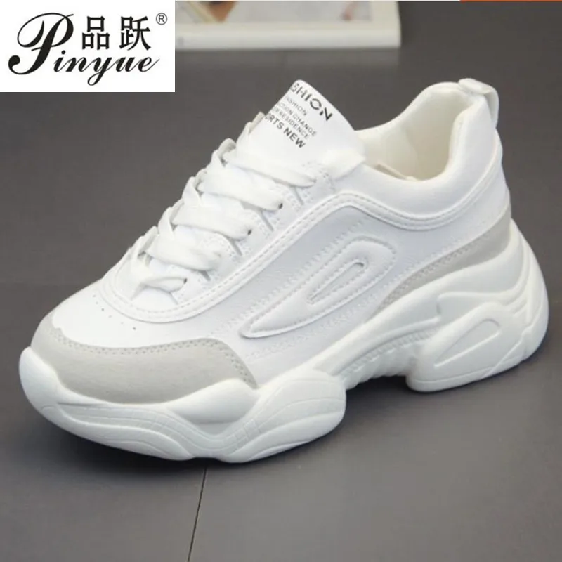 

New 2019 Spring Fashion Women Casual Shoes Suede Leather Platform Shoes Women Sneakers Ladies White Trainers Chaussure Femme