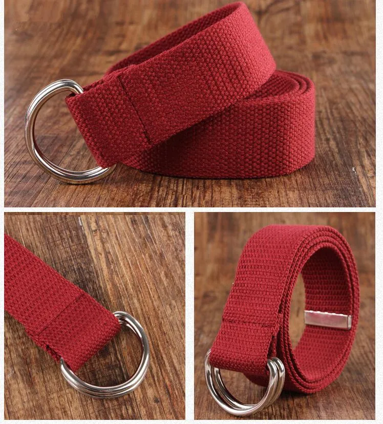 mens braided leather belt Fashion men / women belt D Shaped Double Ring Buckle Simple Solid Cotton Canvas All-match Unisex Canvas Belts Waist Belt luxury best belts for men