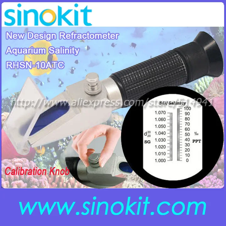 

Aquarium Salinity 0-10% New Design Calibration knob refractometer with CE RHSN-10ATC