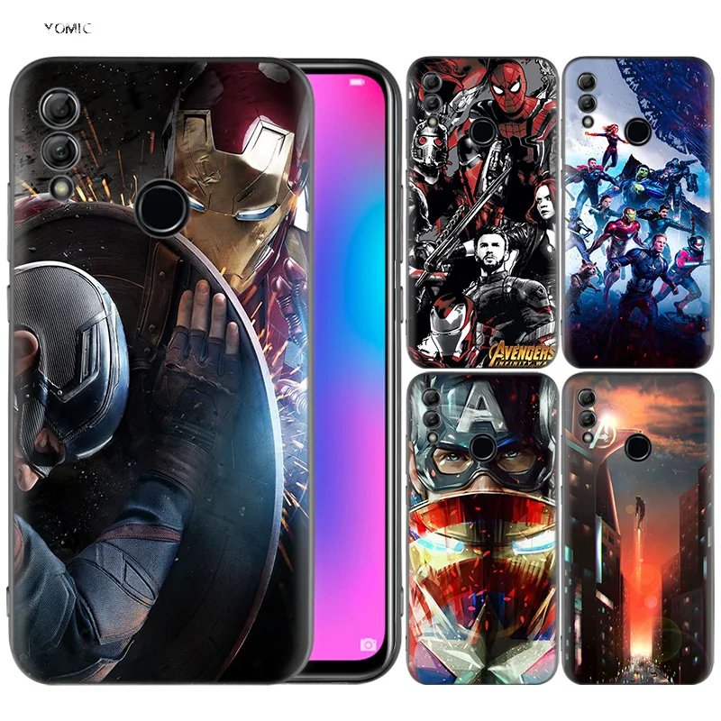 

Silicone Cover Case for Huawei Honor 10 9 Lite 8X 8C 8A Y6 Y7 Y9 7A Pro Prime 7C 2018 2019 V20 Avenger Captain America Iron