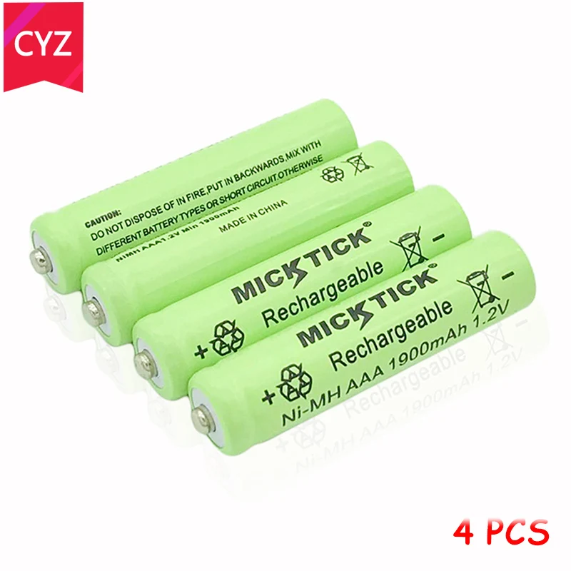 

4Pcs 4X 1.2V AAA aaa 3A 7# NI-MH Battery 1900mAh Rechargeable batteries batteria Digital Batteries camera toys free shipping