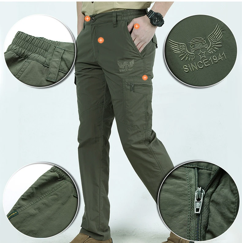Дышащие водонепроницаемые быстросохнущие повседневные брюки мужские летние длинные брюки в стиле милитари мужские тактические брюки карго с карманами