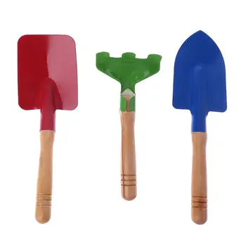 

3 Pcs Mini Spade Fork Shovel Rake Harrow Set Gardening Tools Potted Plants Maintenance Suit Wooden Handle Children Gifts