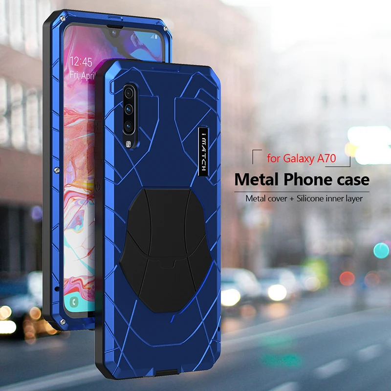 Чехол для телефона samsung Galaxy A70 Твердый алюминиевый металлический защитный чехол из закаленного стекла для экрана сверхмощный защитный силиконовый чехол