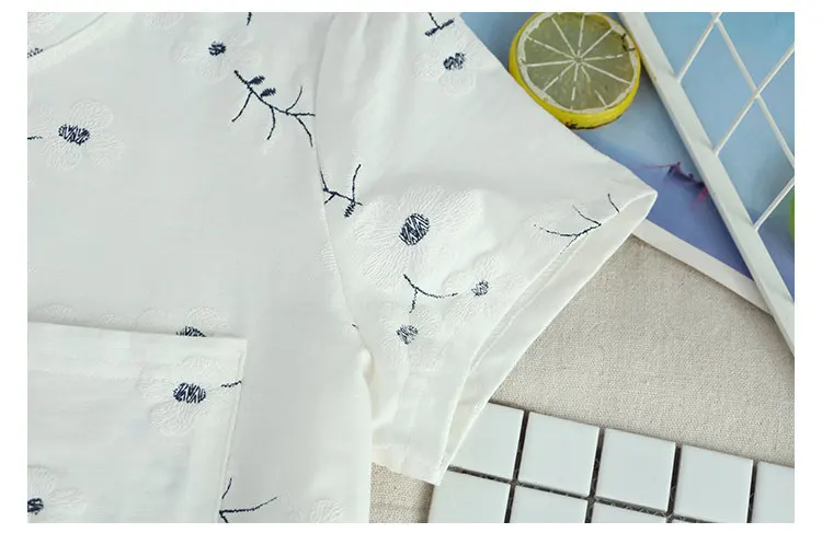 2018 Summer Cotton Blouses Women Tops Flower Embroidery Shirts Female Short Sleeve Blouse Ladies Casual White Blusas Mujer (8)
