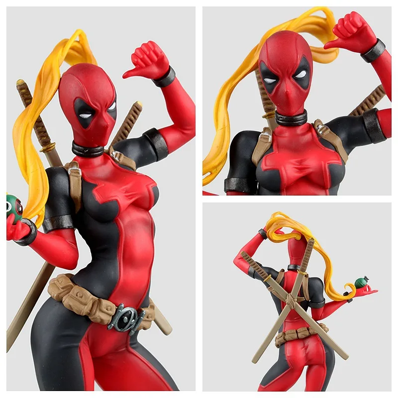 24cm Marvel Crazy Lady Deadpool Figure font b Toys b font X men Bishoujo Statue Doll