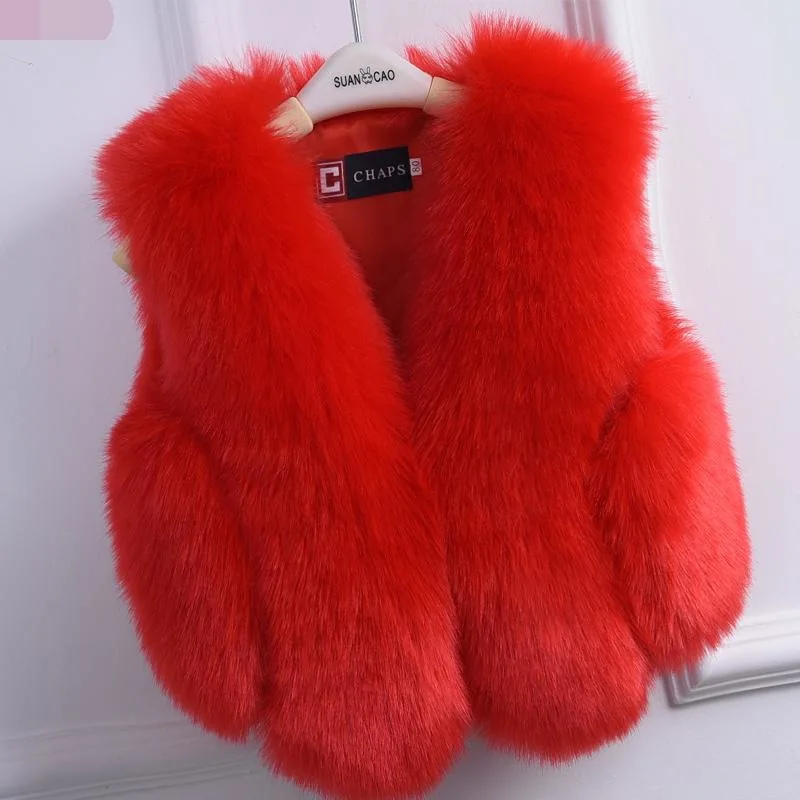Baby Girl Age Size 2 3 4 5 6 7 Year T Wedding Vest Faux Fur Wool Cape Outwear Girls Kids Winter Spring Red White Black Grey  (4)