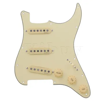 

Yibuy 3-ply SSS PVC Pickguard with 33-ply SSS PVC Pickguard with 3 ALNICO V Single Coil Pick V Single Coil Pickups 5-Way Switch