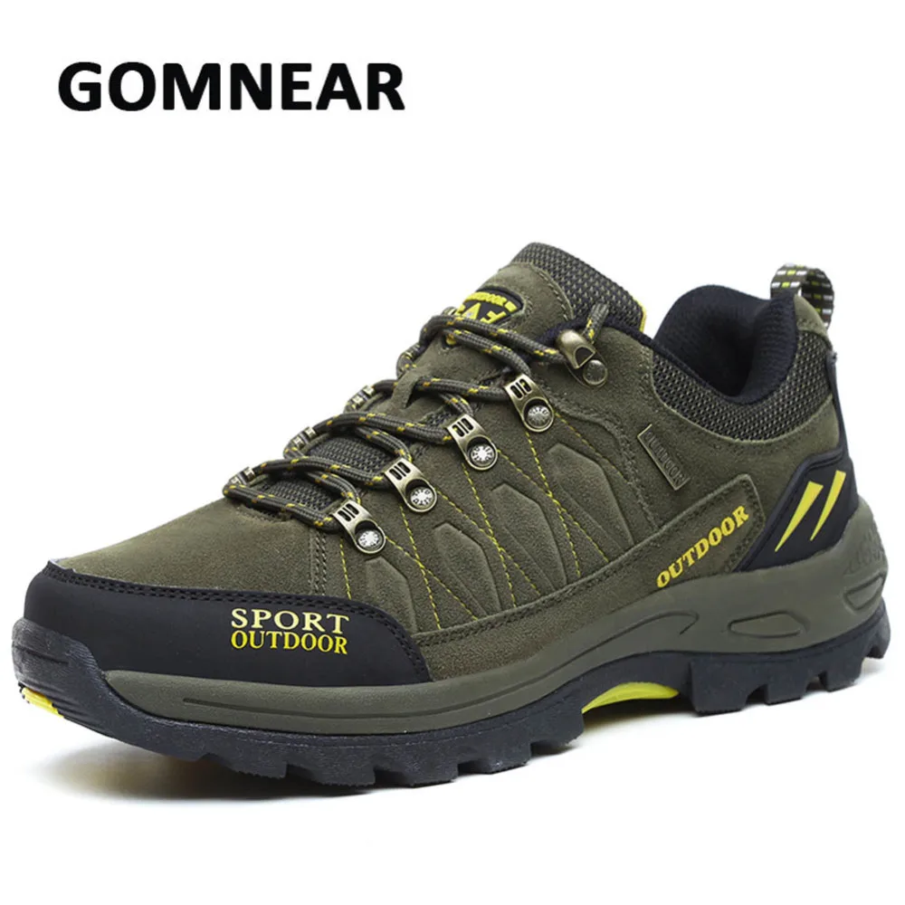 

GOMNEAR Men's Hiking Shoes Outdoor Breathable Trekking Shoes Camping Sneakers For Men Tactical Boots Anti-skid Leather Men Shoes