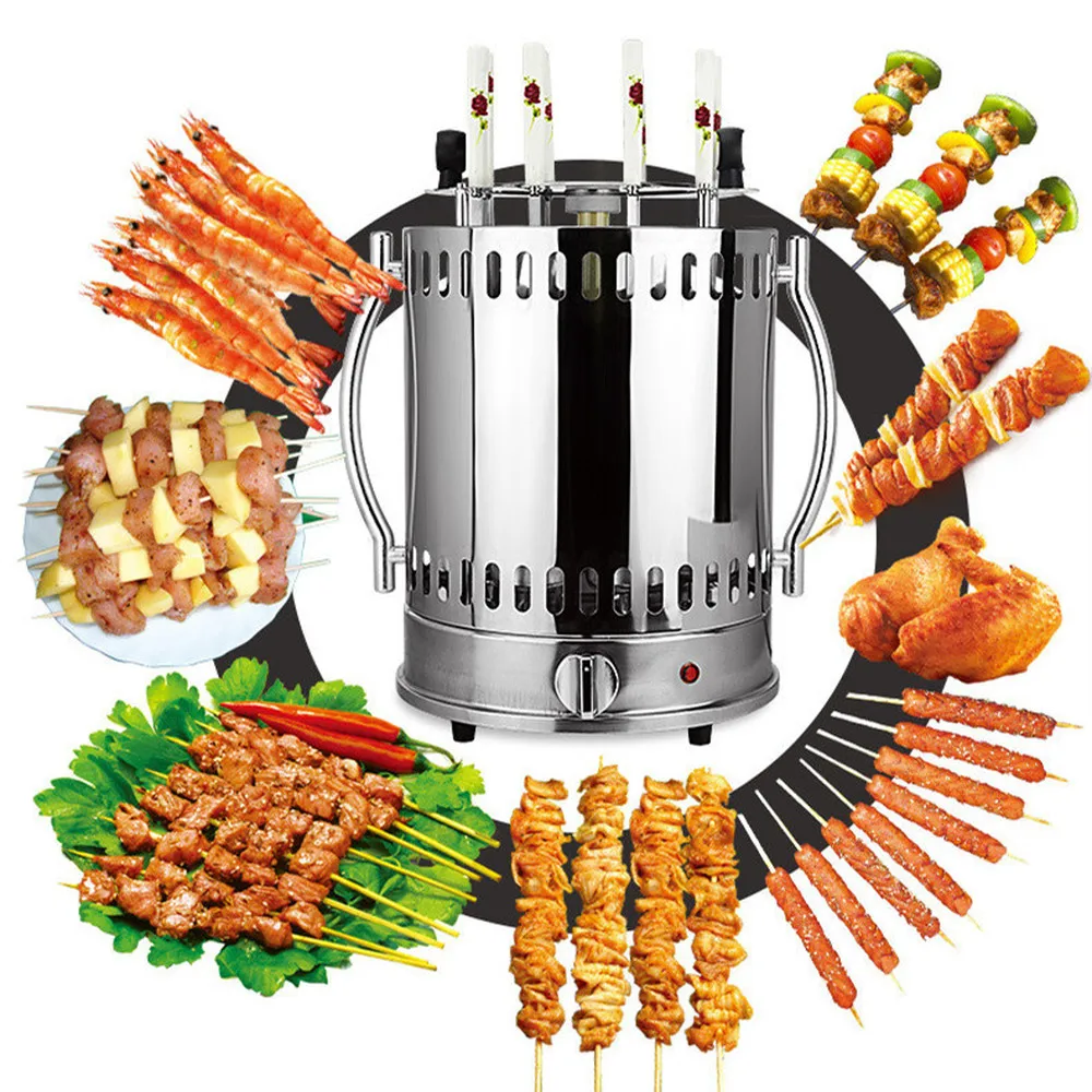 

2019 Grelha Vertical Electric Bbq Kebab Grill Machine Automatic Rotating Barbecue Smokeless Oven Rotary Household Lamb Skewers