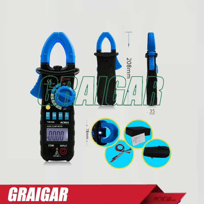 

ACM04 Digital DC Auto Clamp Meter True RMS AC DC Current and Voltage Frequency Capacitance Tester