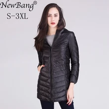 NewBang женский ультра-светильник, белый пуховик, женский пуховик, длинное женское зимнее теплое пальто, женская тонкая ветровка, пальто