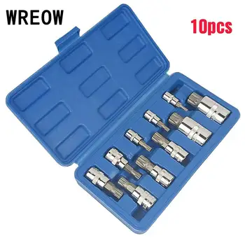 

Multifunction 10pcs Chrome Steel Grip Socket Wrench Spline Bit Screwdriver Set With Handle Reversible Tool 1/2 3/8 1/4 inch A0