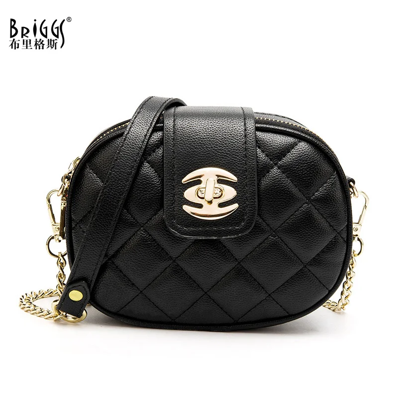 

BRIGGS Fashion Chains Crossbody Bags For Women Casual Small Messenger Bag For Girls Circular Quality PU Leather Shoulder Bags