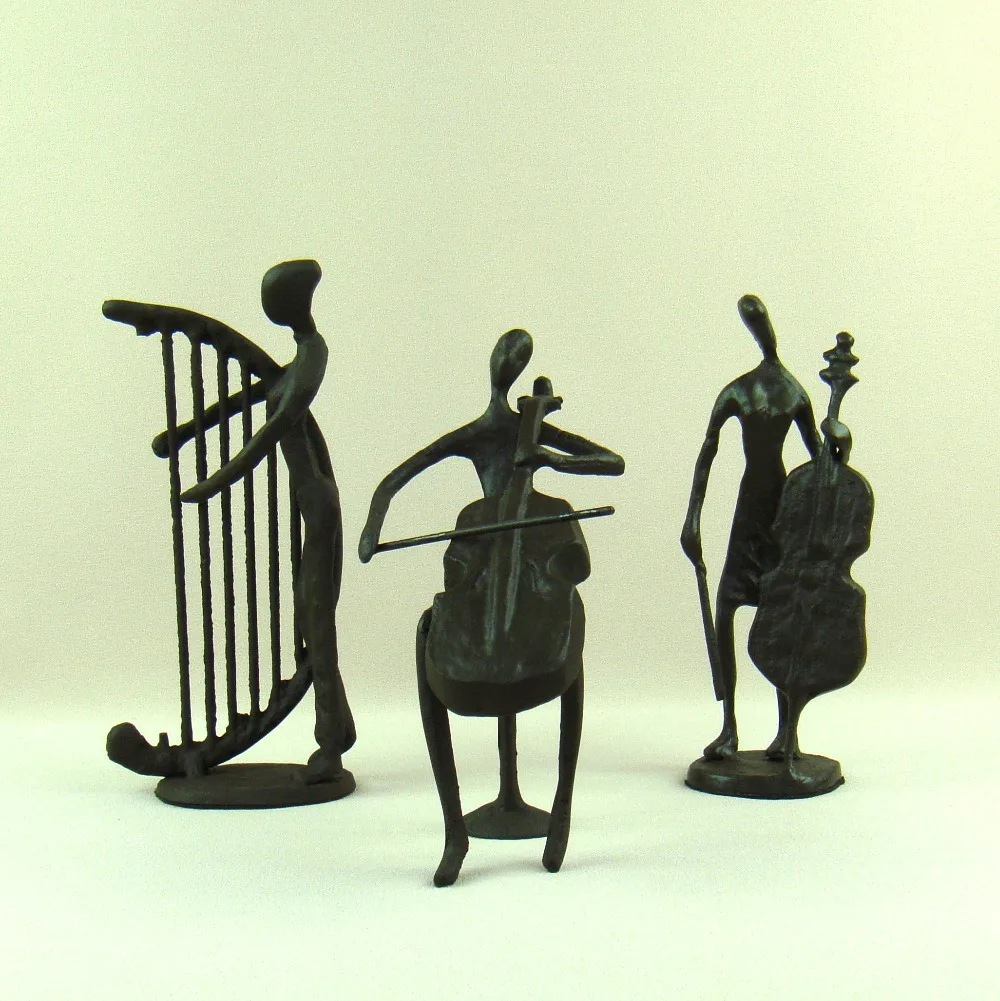 

Classic Iron art Music Band Figurines Abstractive Metal Orchestra Miniatures Model Handwork Decoration Craftworks Gift Ornament