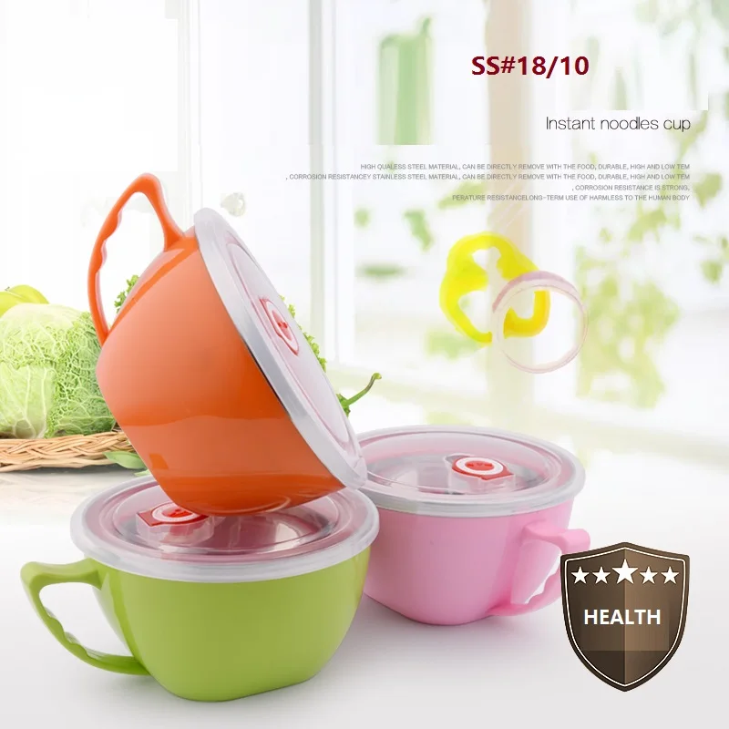 

Bowl lunch box #304 stainless steel bowl instant noodles lid cup instant noodles cup instant noodle bowl
