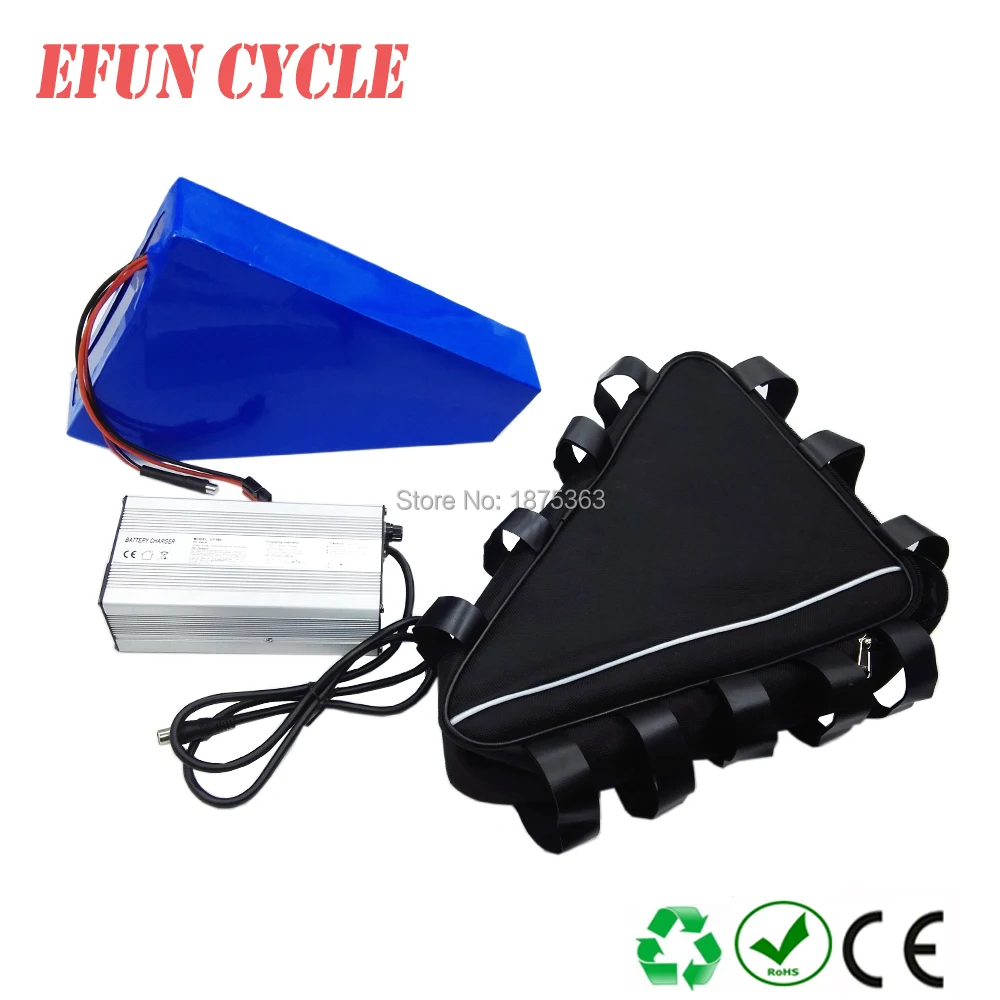 

Free shipping triangle battery 52V 30Ah rechargeable 18650 battery pack for fat tire bike with trianle bag