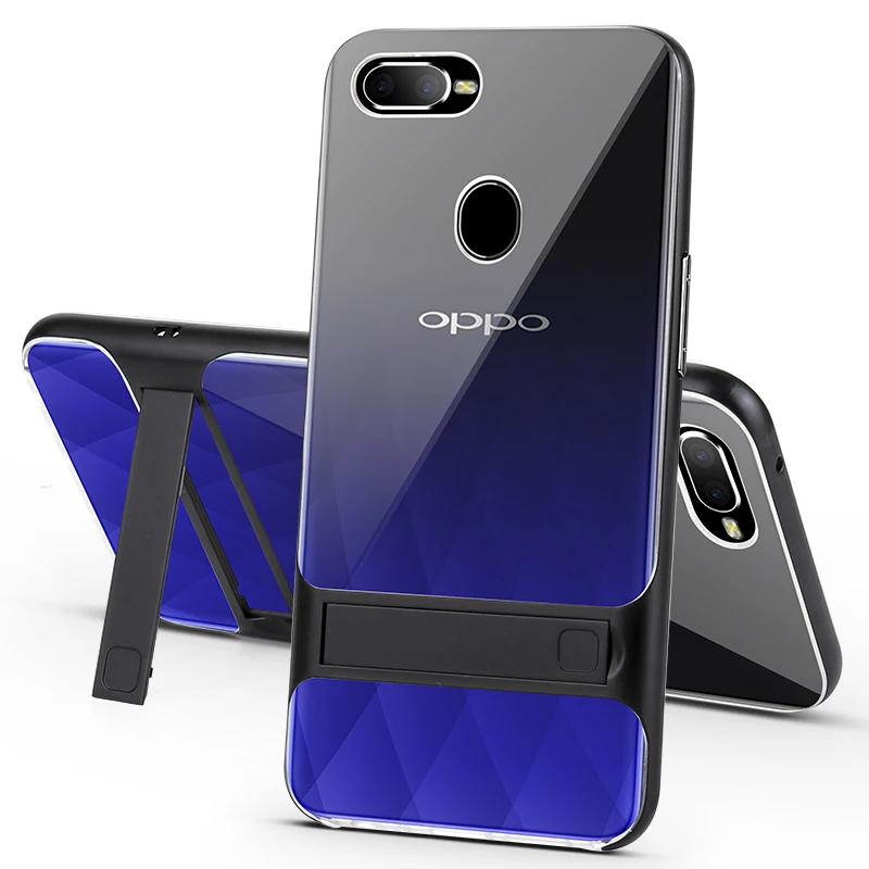 المحمول حالة الغطاء الخلفي ل ممن لهم F7 F9 برو لينة 3D حامل 360 واقية الهجين سيليكون الهاتف درع OPPOF7 OPPOF9 f9Pro حقيبة أنيقة