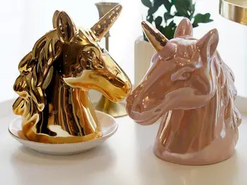 

Scandinavian ins home furnishings unicorn-shaped savings pot gold pearlescent powder savings pot festival gifts