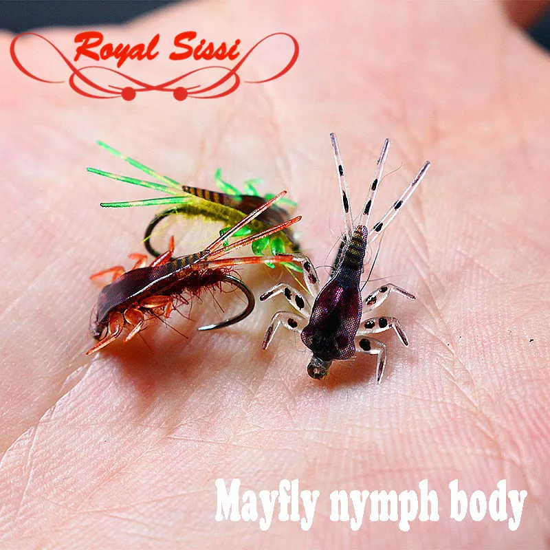 20pcs/pack 3colors Mayfly nymph rubber body with Thin skin fly fishing