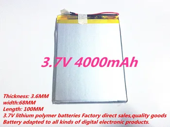 

Free shipping! 3.7V 4000mAh 3668100 Polymer Lithium Li-Po Rechargeable Battery For DIY Mp3 MP4 MP5 GPS PSP e-book