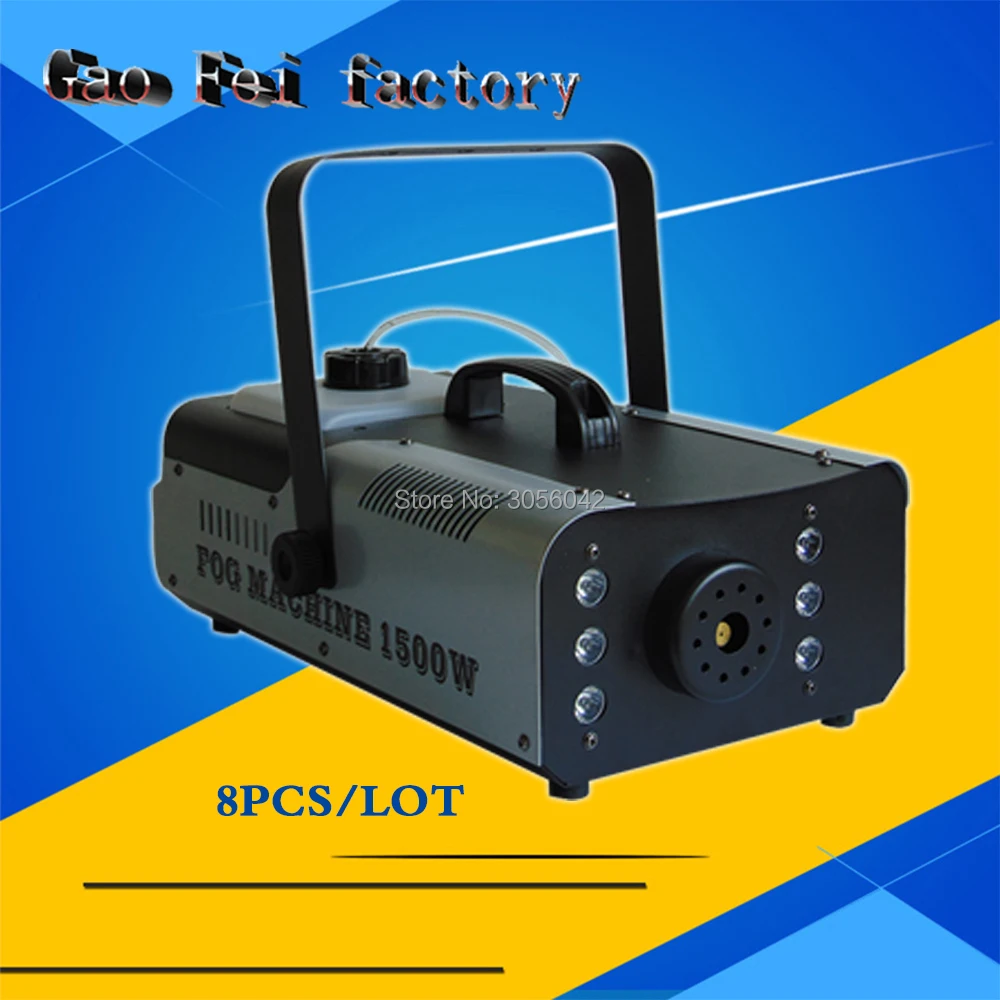 

8PCS/LOT 1500W RGB 3IN1 Remote Control fog machine DJ Disco Smoke Machine for Party Wedding Christmas Stage Fogger Machine